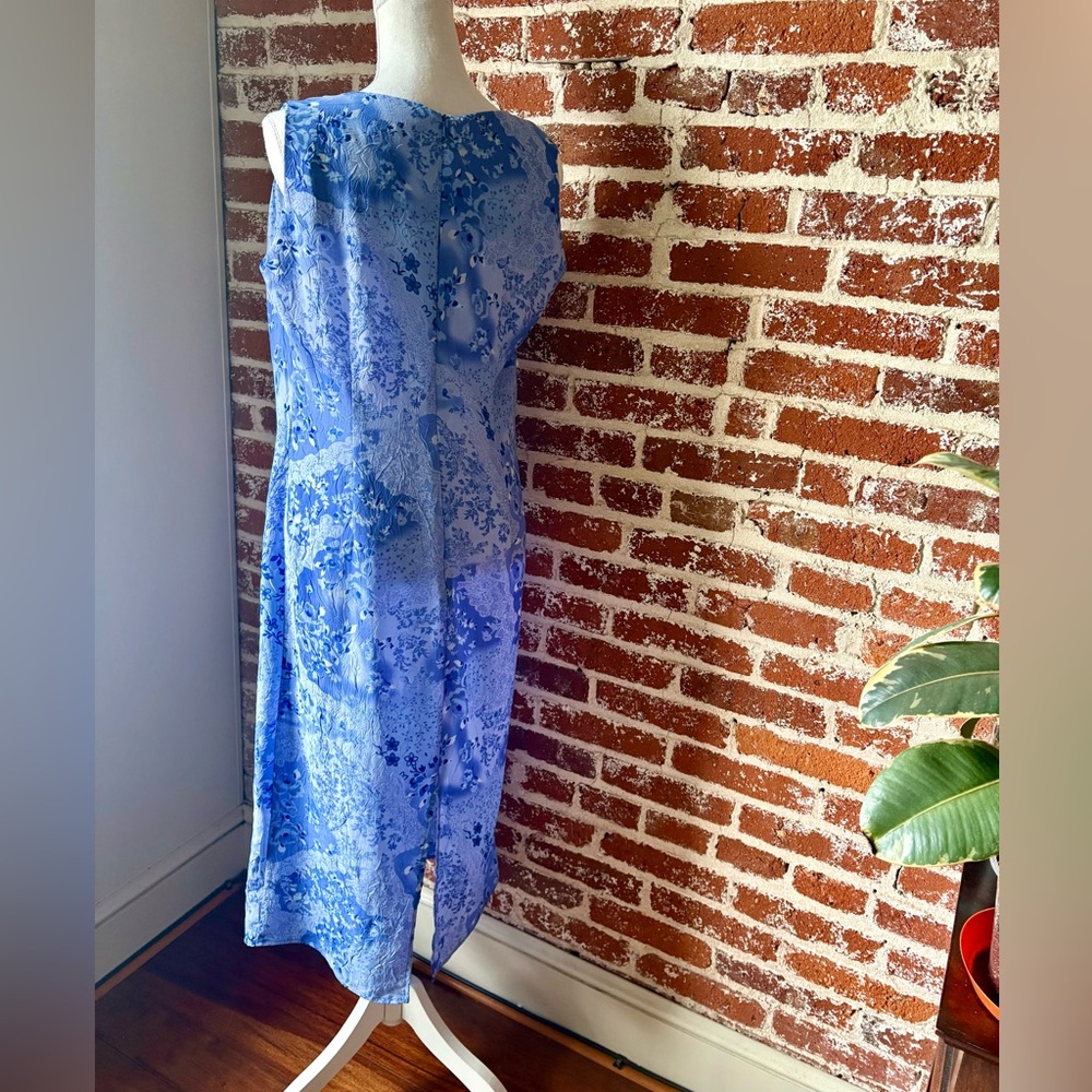 Y2K Dressbarn Blue Floral Midi Dress - Picture 4 of 10